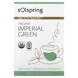 Dr. Mercola, Solspring, Biodynamic, органический имперский зеленый чай, 18 чайных пакетиков, 36 г (1,27 унции)