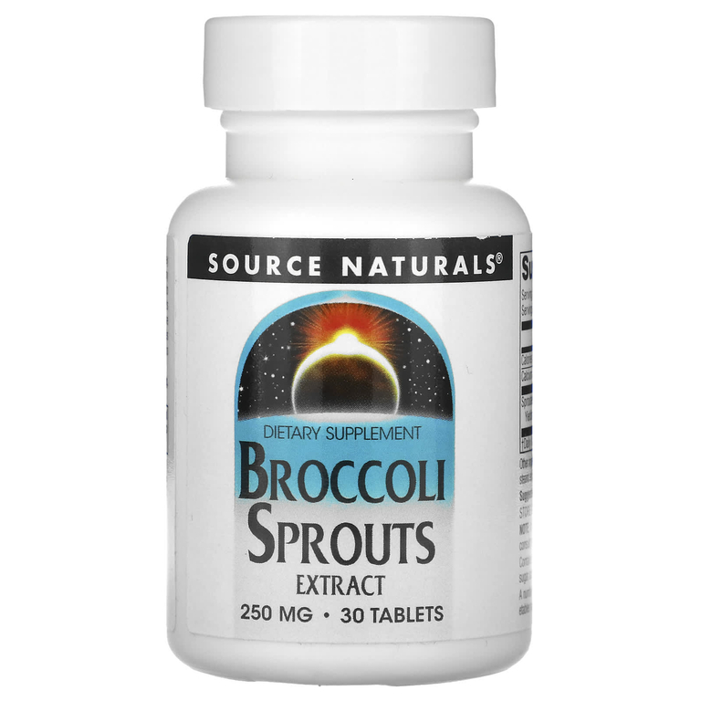Source Naturals, экстракт ростков брокколи, 500 мг, 30 таблеток (250 мг в 1 таблетке)