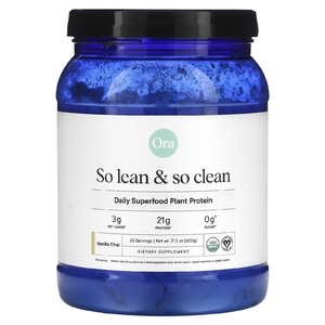 Ora, So Lean & So Clean, ежедневный растительный протеин из суперфудов, со вкусом ванильного и чая, 600 г (21,2 унции)