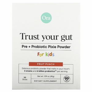 Ora, Trust Your Gut, порошок для детей с пребиотиками и пробиотиками, фруктовый пунш, 6 млрд КОЕ, 30 стиков по 1,5 г (0,05 унции)