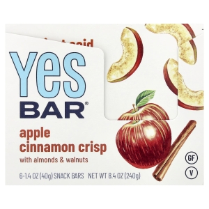 Yes Bar, батончик-снек, хрустящее яблоко и корица, с миндалем и грецкими орехами, 6 батончиков по 40 г (1,4 унции) (Товар снят с продажи) 