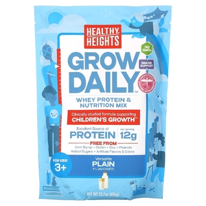 Healthy Heights, Grow Daily, смесь сывороточного протеина и питательных веществ, для детей от 3 лет, без добавок, 616 г (21,7 унции)