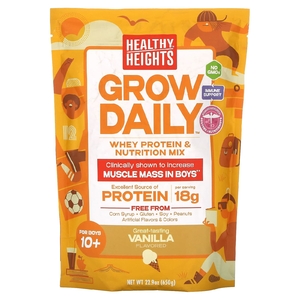 Healthy Heights, Grow Daily, смесь сывороточного протеина и питательных веществ, для мальчиков от 10 лет, ваниль, 650 г (22,9 унции)