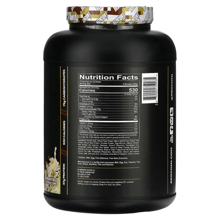 Redcon1, MRE, цельнопищевой протеин, со вкусом бананового и орехового хлеба, 3250 г (7,16 фунта)