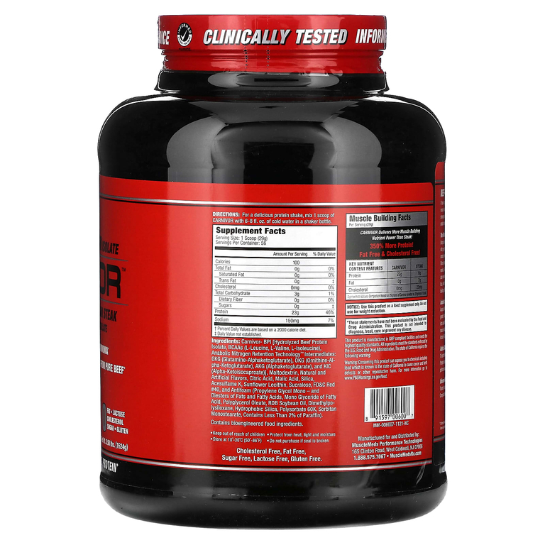 MuscleMeds, Carnivor, изолят говяжьего протеина, полученный с помощью биоинженерии, со вкусом рокет, 1624 г (3,58 фунта)