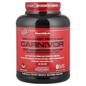 MuscleMeds, Мясоядный изолят говяжьего белка, биоинженерная формула, клубника, 3,6 фунта (1652 г)