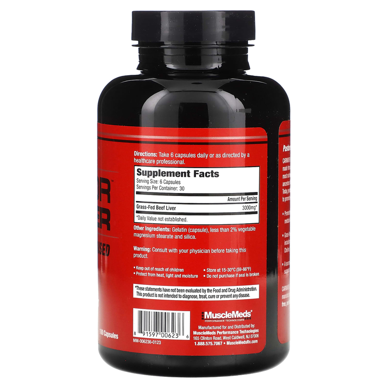 MuscleMeds, Carnivor, говяжья печень, 180 капсул (500 мг на капсулу)