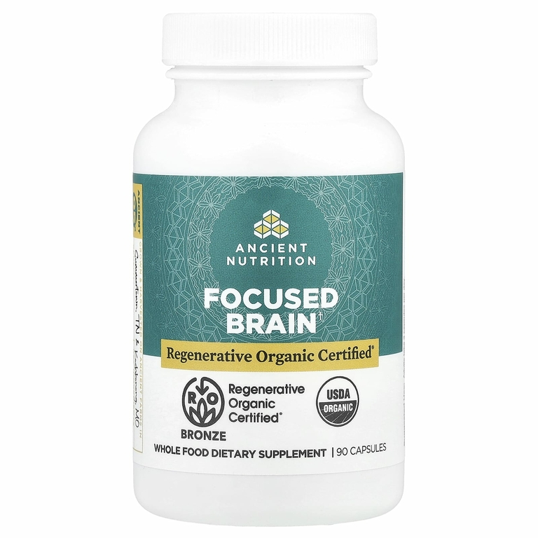 Ancient Nutrition, Focused Brain, мозг, 90 капсул