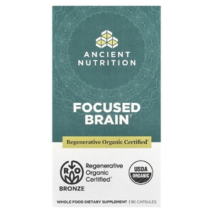 Ancient Nutrition, Focused Brain, мозг, 90 капсул