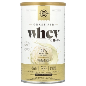 Solgar, Grass Fed Whey To Go®, протеиновый порошок, ваниль, 338 г (11,9 унции)