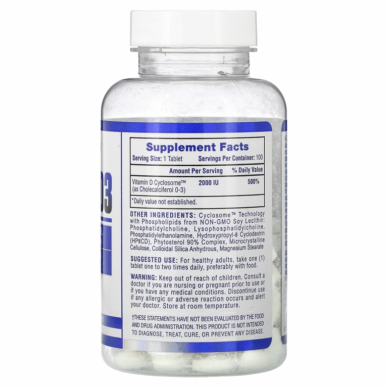 Hi Tech Pharmaceuticals, витамин D3, 2000 МЕ, 100 таблеток