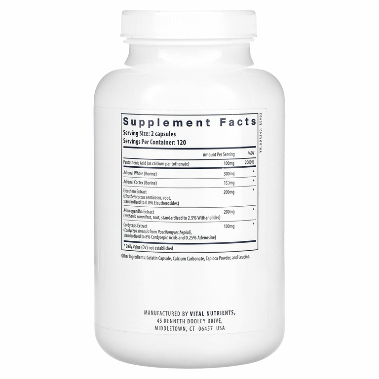 Vital Nutrients, добавка для поддержки надпочечников, 240 капсул