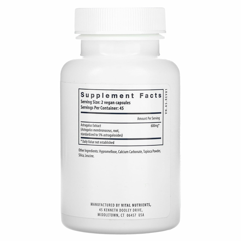 Vital Nutrients, Экстракт корня астрагала, 600 мг, 90 веганских капсул (300 мг в 1 капсуле)