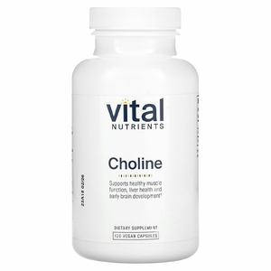 Vital Nutrients, Холин, 550 мг, 120 веганских капсул (275 мг в каждой капсуле)