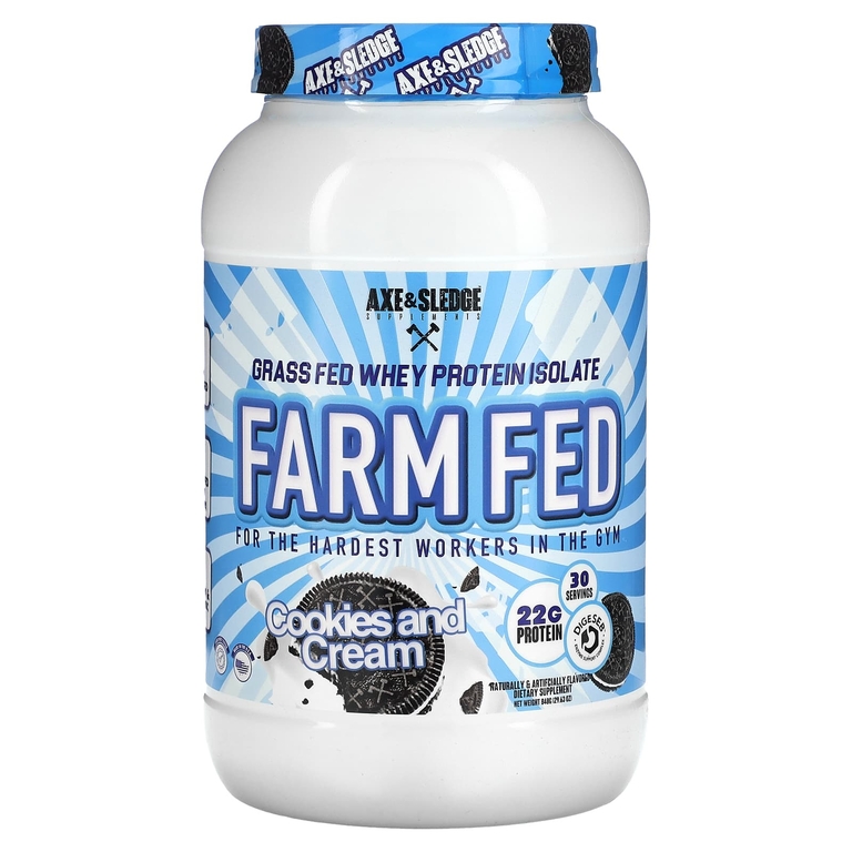 Axe & Sledge Supplements, Farm Fed, изолят сывороточного протеина травяного откорма, печенье и сливки, 840 г (29,63 унции) (Товар снят с продажи) 