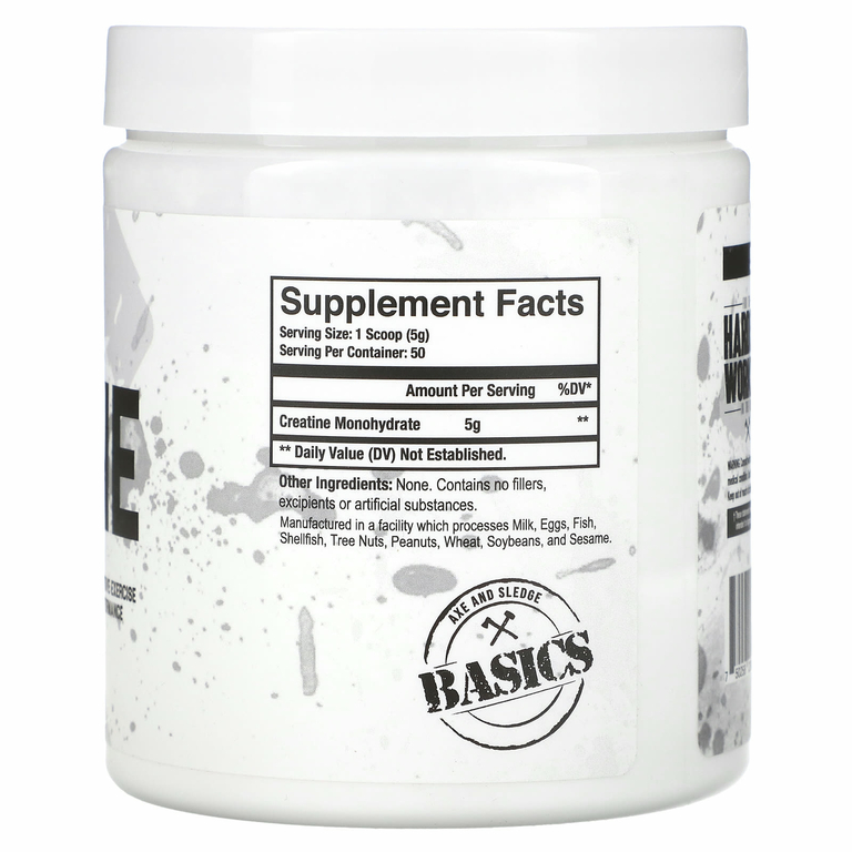 Axe & Sledge Supplements, Basics, креатин, без добавок, 250 г (8,82 унции)