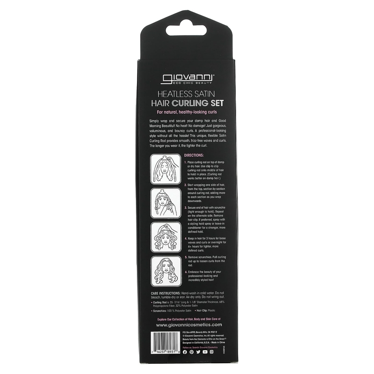 Giovanni, Heatless Satin, набор для завивки волос, слоновая кость, 4 шт.