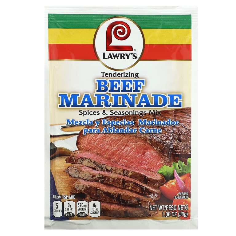Lawry's, маринад для говядины, смесь специй и приправ, 30 г (1,06 унции)