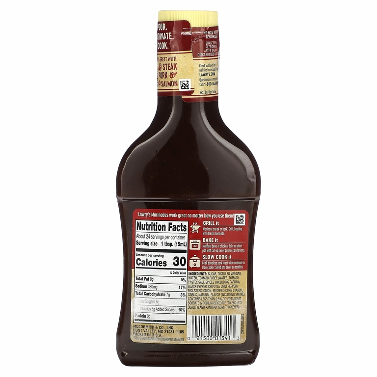 Lawry's, маринад, патока для чипотле с перцем чипотле, паприкой и черным перцем, 354 мл (12 жидк. унций) (Товар снят с продажи) 