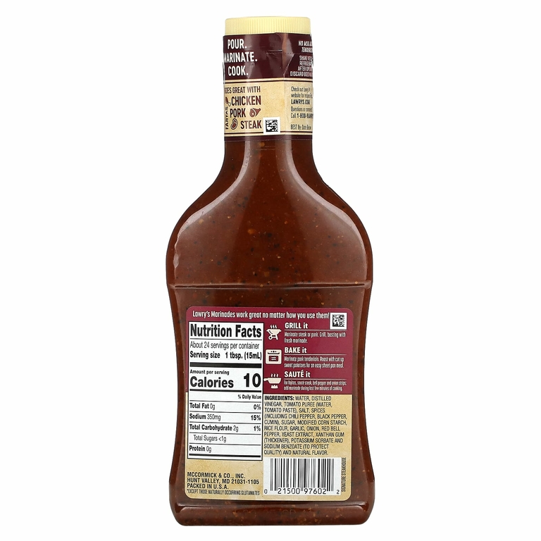 Lawry's, маринад, фирменный стейк с чесноком, луком и красным болгарским перцем, 354 мл (12 жидк. унций)
