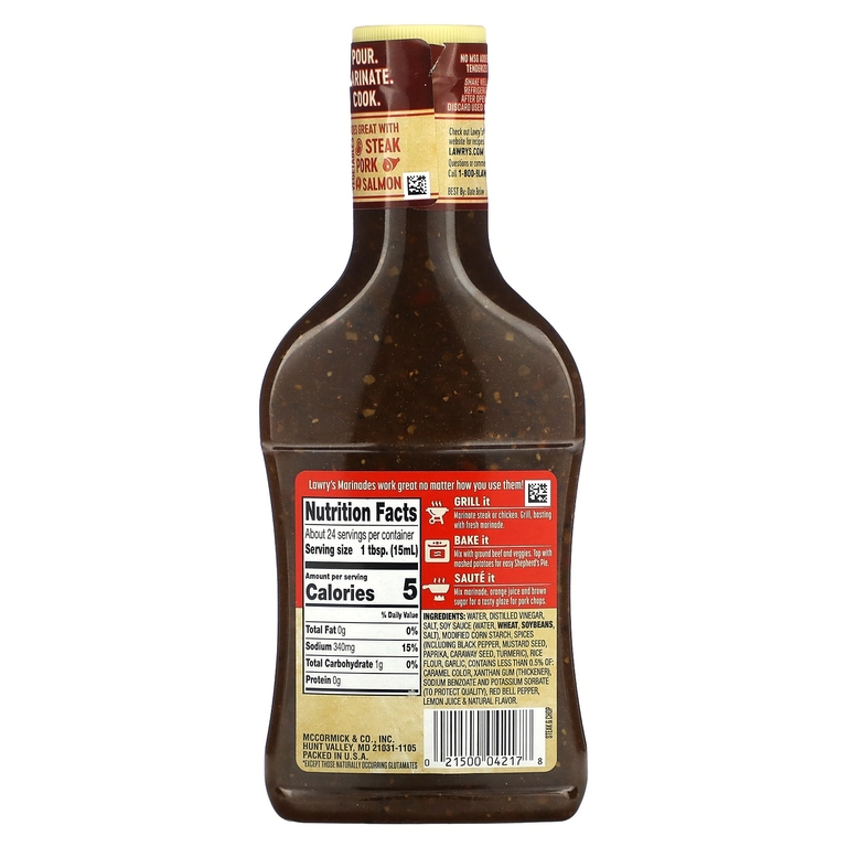 Lawry's, маринад, для стейков и отрубей, 354 мл (12 жидк. унций)