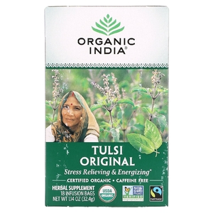 Organic India, Чай с туласи, оригинальный, без кофеина, 18 пакетиков, 32,4 г (1,14 унции)