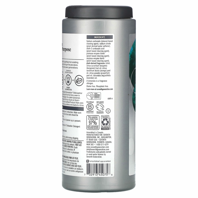Seventh Generation, Power + средство для посудомоечной машины, со вкусом цитрусового аромата, 765 г (1,6 фунта) (Товар снят с продажи) 