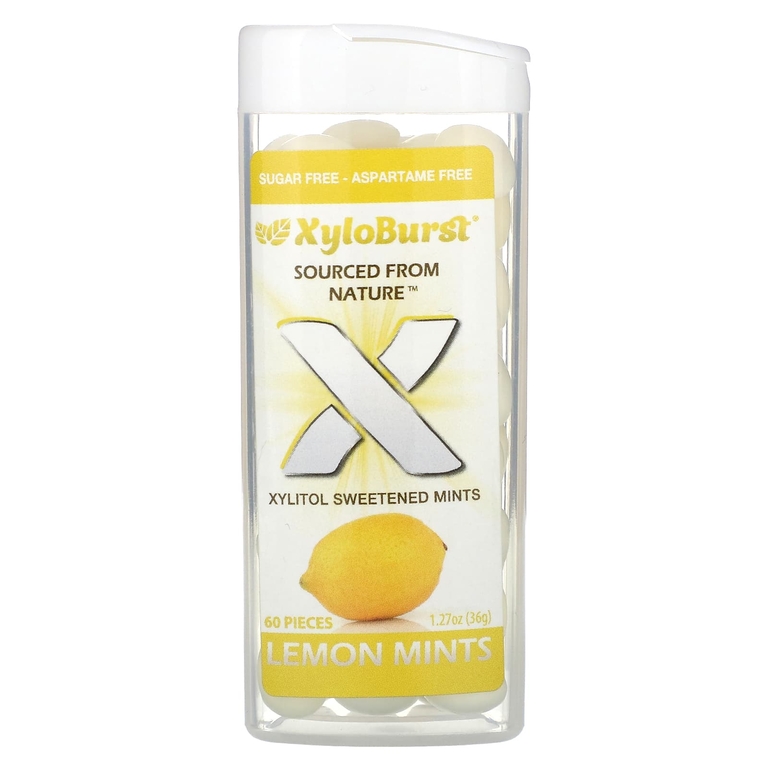 Xyloburst, подслащенные ксилитолом мятные конфеты, со вкусом лимона, 60 шт., 36 г (1,27 унции)