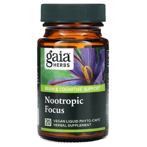 Gaia Herbs, Nootropic Focus, 20 веганских капсул с фитокапсулами (Товар снят с продажи) 