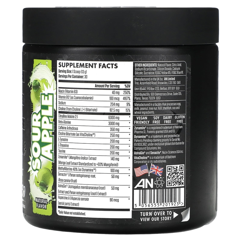ABE, Ultimate Pre-Workout, предтренировочный комплекс, кислое яблоко, 390 г (13,75 унции)
