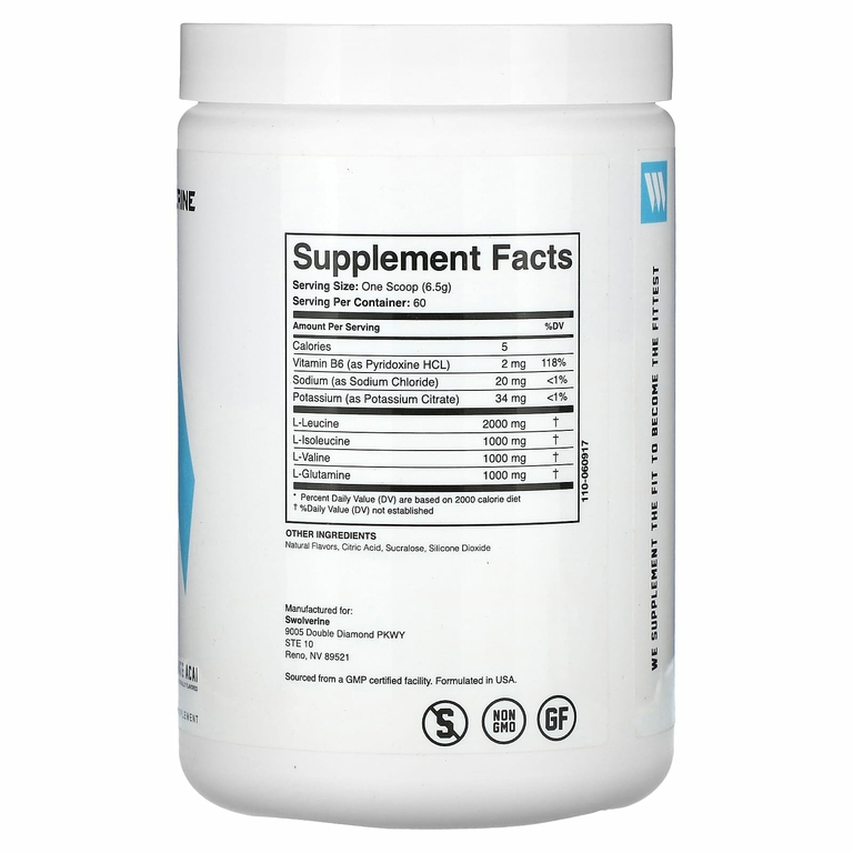 Swolverine, BCAA 2:1:1, гранат и асаи, 390 г (13,76 унции)