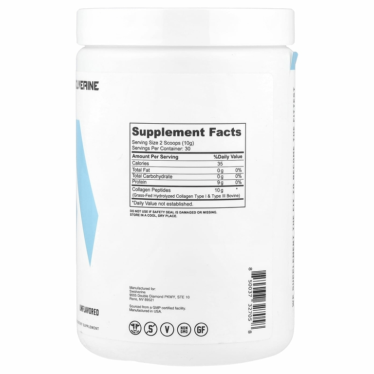 Swolverine, коллаген, без добавок, 300 г (10,58 унции)