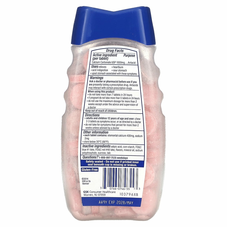 Tums, муссовый антацид, ассорти ягод, 160 жевательных таблеток