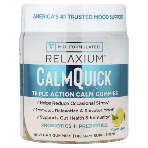 Relaxium, CalmQuick™, успокаивающая жевательная добавка тройного действия, со вкусом лимона, 60 веганских жевательных таблеток (Товар снят с продажи) 