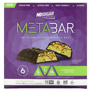 No Sugar Company, MetaBar, шоколадно-арахисовый кранч, 12 батончиков, по 40 г (1,41 унции) (Товар снят с продажи) 