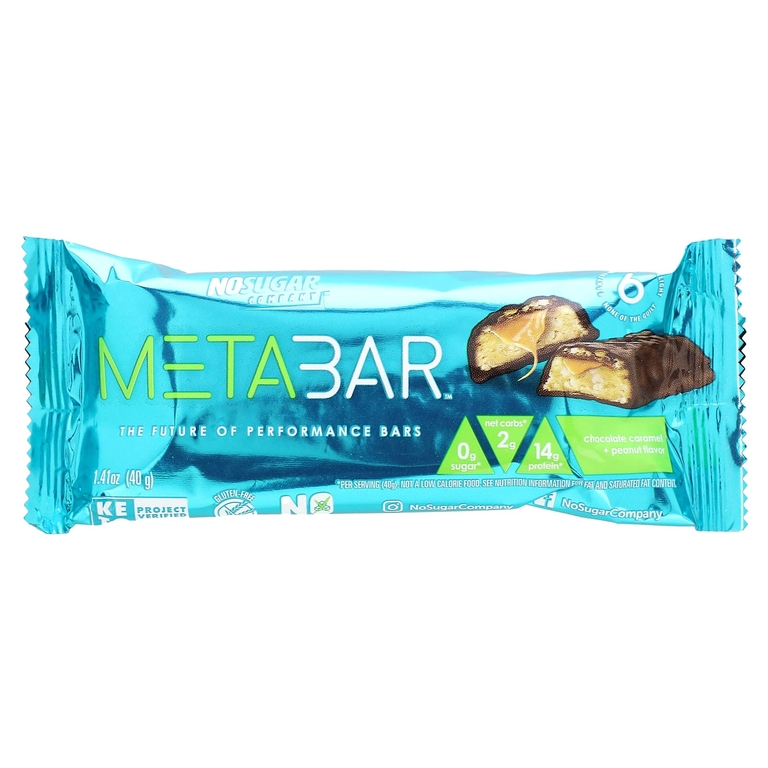 No Sugar Company, MetaBar, шоколад, карамель и арахис, 12 батончиков по 40 г (1,41 унции) (Товар снят с продажи) 