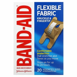 Band Aid, Лейкопластыри, гибкая ткань, разные размеры, 20 бинтов (Товар снят с продажи) 
