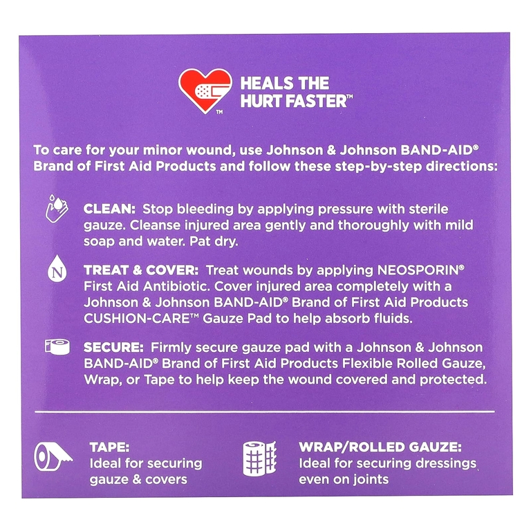 Band Aid, Cushion-Care, марлевые салфетки, средний размер, 25 шт. (Товар снят с продажи) 