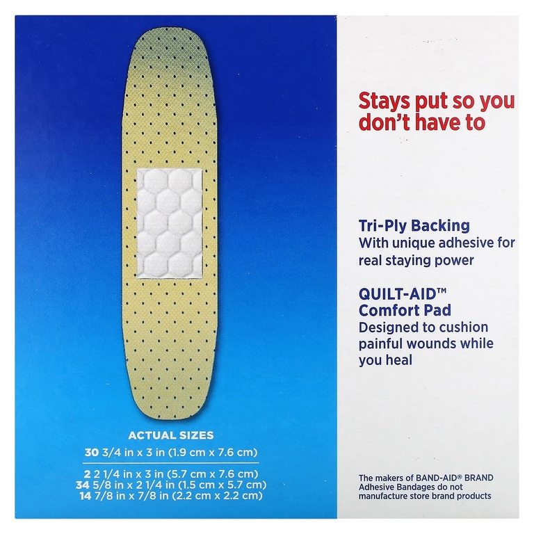 Band Aid, Пластыри, Tru-Stay, прозрачные, разных размеров, 80 бинтов (Товар снят с продажи) 