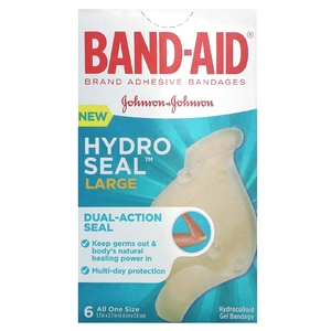 Band Aid, Hydro Seal, лейкопластыри, большой, 6 шт. (Товар снят с продажи) 