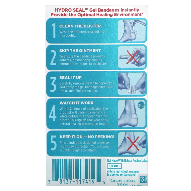 Band Aid, лейкопластыри, Hydro Seal, блистеры для пяток, 6 шт. (Товар снят с продажи) 
