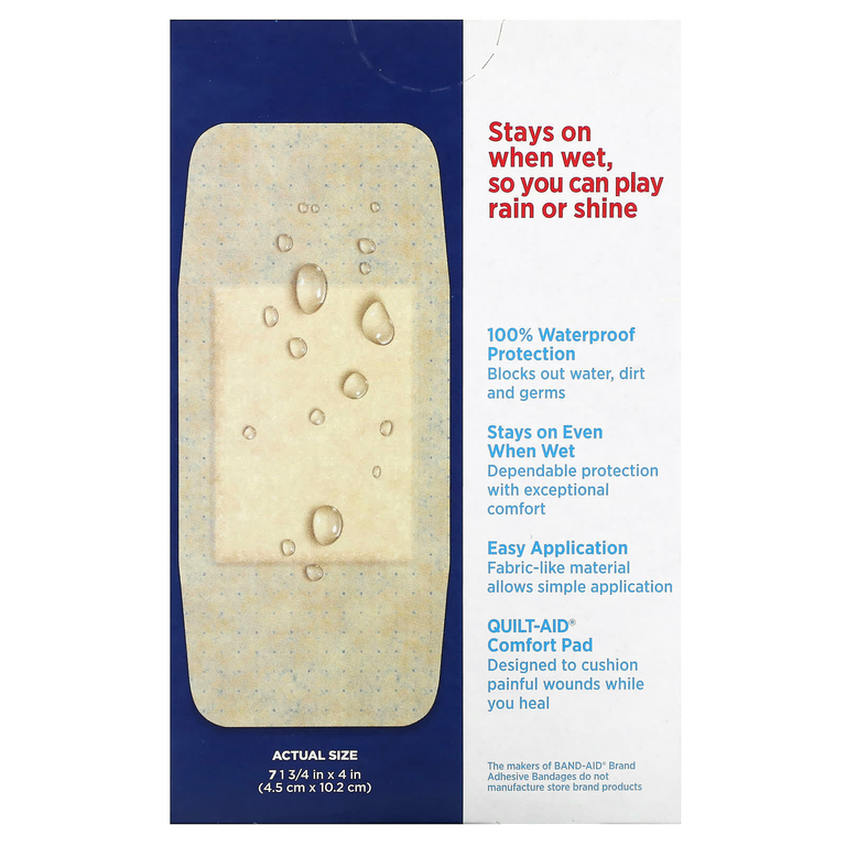 Band Aid, лейкопластыри, с водным блоком, гибкие, очень большие, 7 шт. (Товар снят с продажи) 