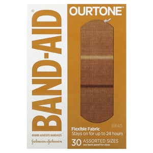 Band Aid, Лейкопластыри, Ourtone, гибкая ткань, разные размеры, BR45, 30 бинтов (Товар снят с продажи) 