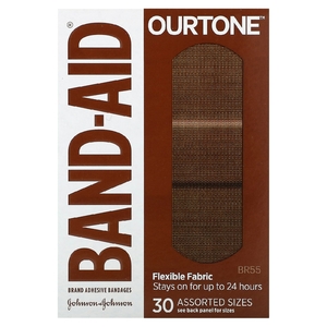 Band Aid, Лейкопластыри, Ourtone, гибкая ткань, разные размеры, BR55, 30 бинтов (Товар снят с продажи) 