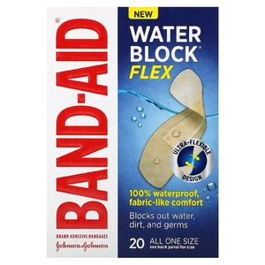 Band Aid, лейкопластыри, Water Block Flex, 20 шт. (Товар снят с продажи) 