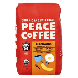 Peace Coffee, Birchwood Breakfast Blend, органический кофе, зерновой, средняя обжарка, 340 г (12 унций)