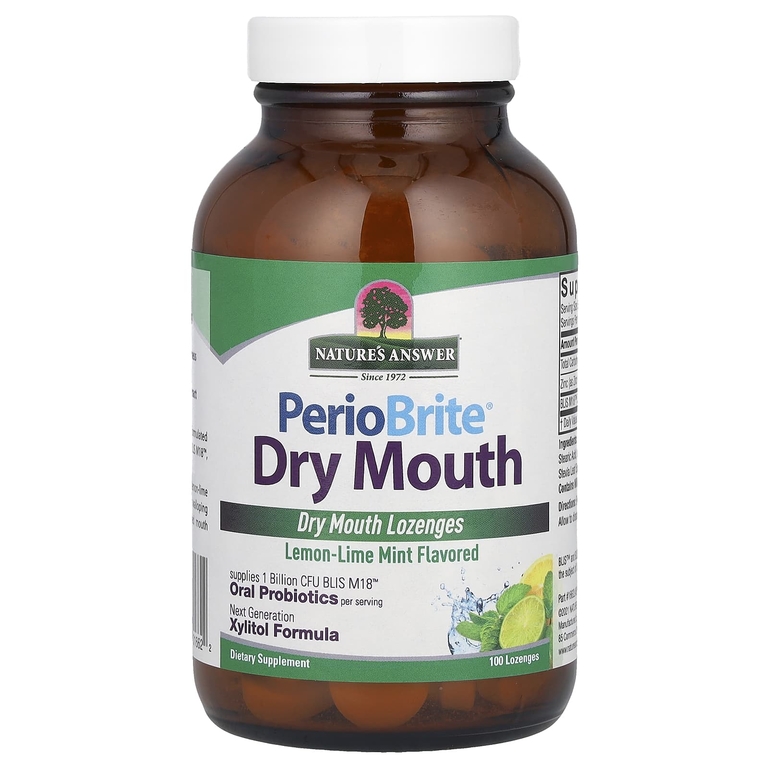 Nature's Answer, PerioBrite® пастилки для сухого рта, лимонно-лаймовая мята, 100 пастилок