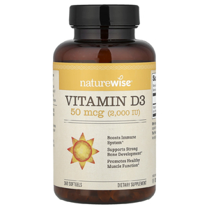 NatureWise, витамин D3, 50 мкг (2000 МЕ), 360 мягких таблеток