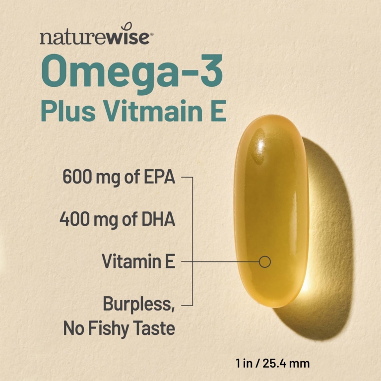 NatureWise, омега-3 и витамин E, лимон, 360 капсул