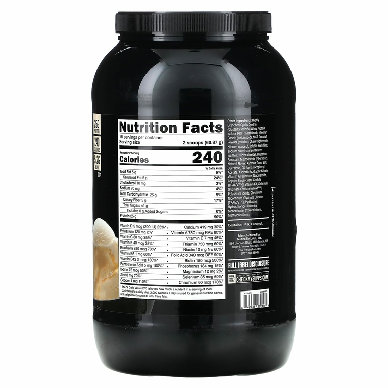 NutraBio, MRP 40:40:20, заменитель пищи, со вкусом ванили, 1096 г (2,4 фунта)